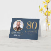Elegant Navy & Gold 80. & Legendary Birthday Karte (Gelbe Blume)