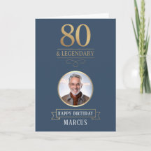 Elegant Navy & Gold 80. & Legendary Birthday
