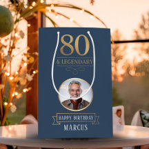 Elegant Navy & Gold 80. & Legendary Birthday