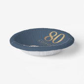 Elegant Navy & Gold 80. & Legendary Birthday Pappteller (Gewinkelt)