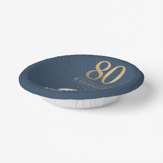 Elegant Navy & Gold 80. & Legendary Birthday Pappteller (Gewinkelt)