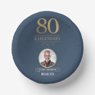 Elegant Navy & Gold 80. & Legendary Birthday Pappteller