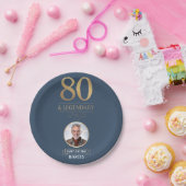 Elegant Navy & Gold 80. & Legendary Birthday Pappteller (Party)