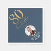 Elegant Navy & Gold 80. & Legendary Birthday Serviette (Vorderseite)
