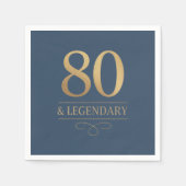 Elegant Navy & Gold 80. & Legendary Birthday Serviette (Vorderseite)
