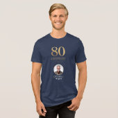 Elegant Navy & Gold 80. & Legendary Birthday Tri-Blend Shirt (Vorderseite voll)