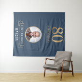 Elegant Navy & Gold 80. & Legendary Birthday Wandteppich (Beispiel (Horizontal))