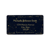 Elegant Navy Gold Abschluss Address Adressaufkleber (Vorne)