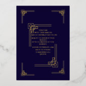Elegant Navy& Gold Art Deco Personalized Folieneinladung (Vorderseite)