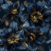 Elegant Navy Gold Blanket Custom Name Floral Art Fleecedecke