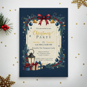 Elegant Navy Gold Christmas Party Einladung