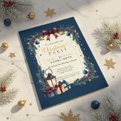 Elegant Navy Gold Christmas Party Einladung