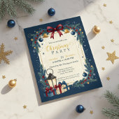Elegant Navy Gold Christmas Party Einladung