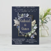 ELEGANT NAVY GOLD CLASSIC WEDD INVITATION EINLADUNG (Stehend Vorderseite)