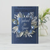 ELEGANT NAVY GOLD CLASSIC WEDD INVITATION EINLADUNG (Stehend Vorderseite)