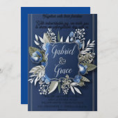 ELEGANT NAVY GOLD CLASSIC WEDD INVITATION EINLADUNG (Vorne/Hinten)