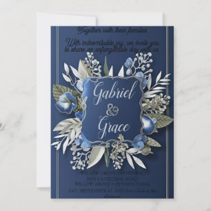 ELEGANT NAVY GOLD CLASSIC WEDD INVITATION EINLADUNG