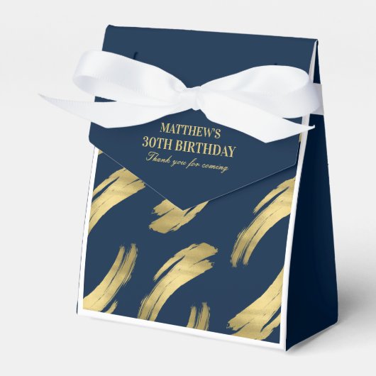 Elegant Navy Gold Foil Birthday Favor Boxes Geschenkschachtel (Vorderseite)