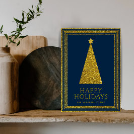 Elegant Navy Gold Glitzer Weihnachtsbaum Feiertagskarte
