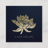 ELEGANT NAVY GOLD LOTUS FLORAL GIFT BESCHEINIGUNG QUADRATISCHE VISITENKARTE (Vorderseite)