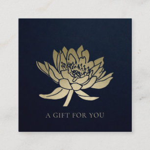 ELEGANT NAVY GOLD LOTUS FLORAL GIFT BESCHEINIGUNG QUADRATISCHE VISITENKARTE