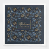 Elegant Navy Gold Napkins Individuelle Name Gesche Serviette (Vorderseite)