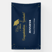 Elegant Navy Gold Script Glückwunsch Abschluss 202 Banner (Vertikal)