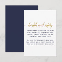 Elegant Navy Gold Script Hochzeit Sicherheit