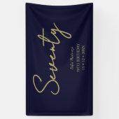 Elegant Navy & Gold Seventy Birthday Party Banner (Vertikal)