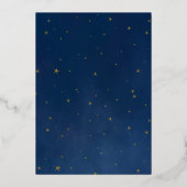 Elegant Navy & Gold Stars Celestial Save the Date Folieneinladung (Rückseite)