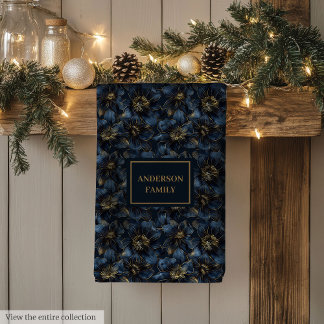 Elegant Navy Gold Towel Custom Name Kitchen Art Geschirrtuch
