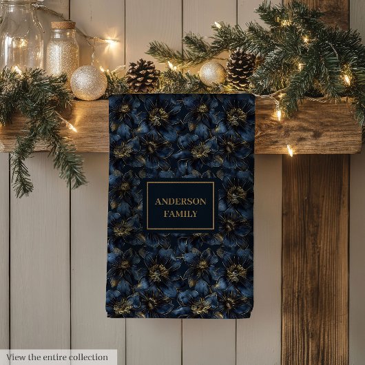 Elegant Navy Gold Towel Custom Name Kitchen Art Geschirrtuch