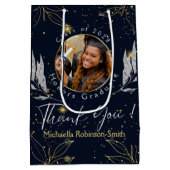 Elegant Navy Gold Vielen Dank Abschluss Mittlere Geschenktüte (Rückseite)