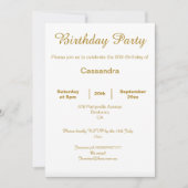 ELEGANT NAVY GOLD WHITE GLITZER CUSTOM GEBURTSTAG EINLADUNG (Vorderseite)