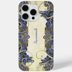 Elegant Navy Gold Wirbel Vintage Paisley Pfau Case-Mate iPhone Hülle