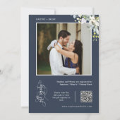 Elegant Navy Greenerenery Couples Dusche QR Code F Einladung (Rückseite)