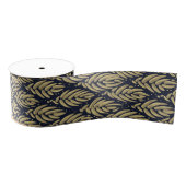 Elegant Navy Grosgrain Ribbon Spool with Gold Leaf Ripsband (Spule)