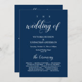 Elegant Navy Klassenskript, Hochzeitfeiertag Progr Programm (Vorne/Hinten)