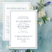 Elegant Navy Klassische Skriptdetails Hochzeit Einladung