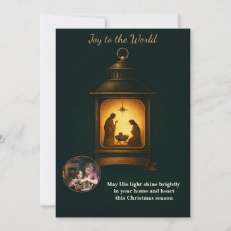 Elegant Navy Lantern Nativity Christian Christmas Feiertagskarte