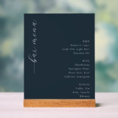 Elegant Navy Minimalist Bar Menu Acrylschild (Neutral)