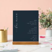Elegant Navy Minimalist Bar Menu Acrylschild (Hochzeit)