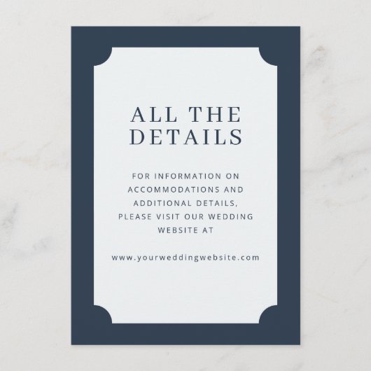 Elegant Navy Minimalist Border Begleitkarte (Vorderseite)