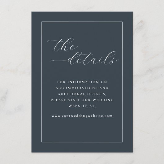 Elegant Navy Minimalist Calligraphy Begleitkarte (Vorderseite)