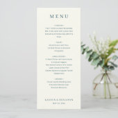 Elegant Navy Minimalist Menu Menükarte (Stehend Vorderseite)