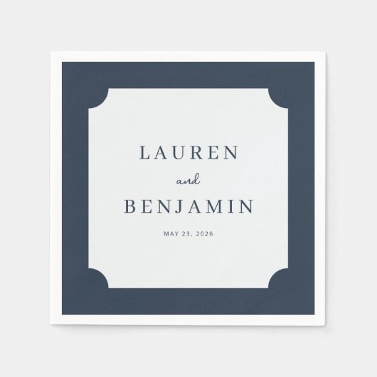 Elegant Navy Minimalist Names Serviette (Vorderseite)