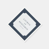 Elegant Navy Minimalist Names Serviette (Ecke)