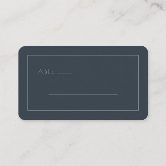 Elegant Navy Minimalist Table Label Platzkarte (Vorderseite)