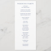 Elegant Navy Minimalist Wedding Ceremony Programm (Rückseite)