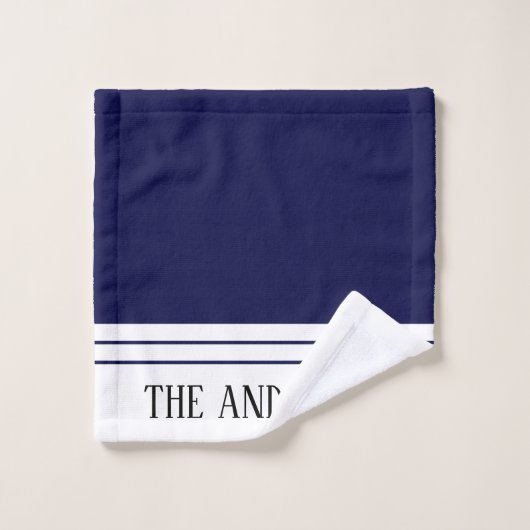 Elegant Navy Mit Monogramm Name  Badhandtuch Set (Waschlappen)